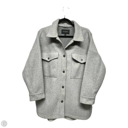 Jacket Shirt By Banana Republic In Grey, Size: L