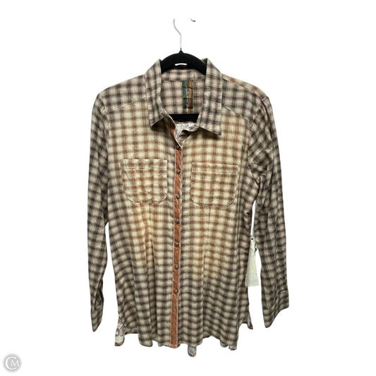 Top Long Sleeve By Aratta Silent Journey In Plaid Pattern, Size: M