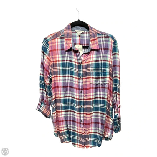 Top Long Sleeve By Lucky Brand In Plaid Pattern, Size: M
