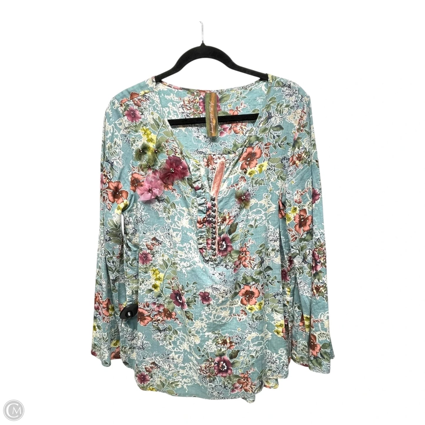 Top Long Sleeve By Aratta Silent Journey In Floral Print, Size: S