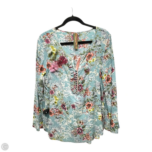 Top Long Sleeve By Aratta Silent Journey In Floral Print, Size: S