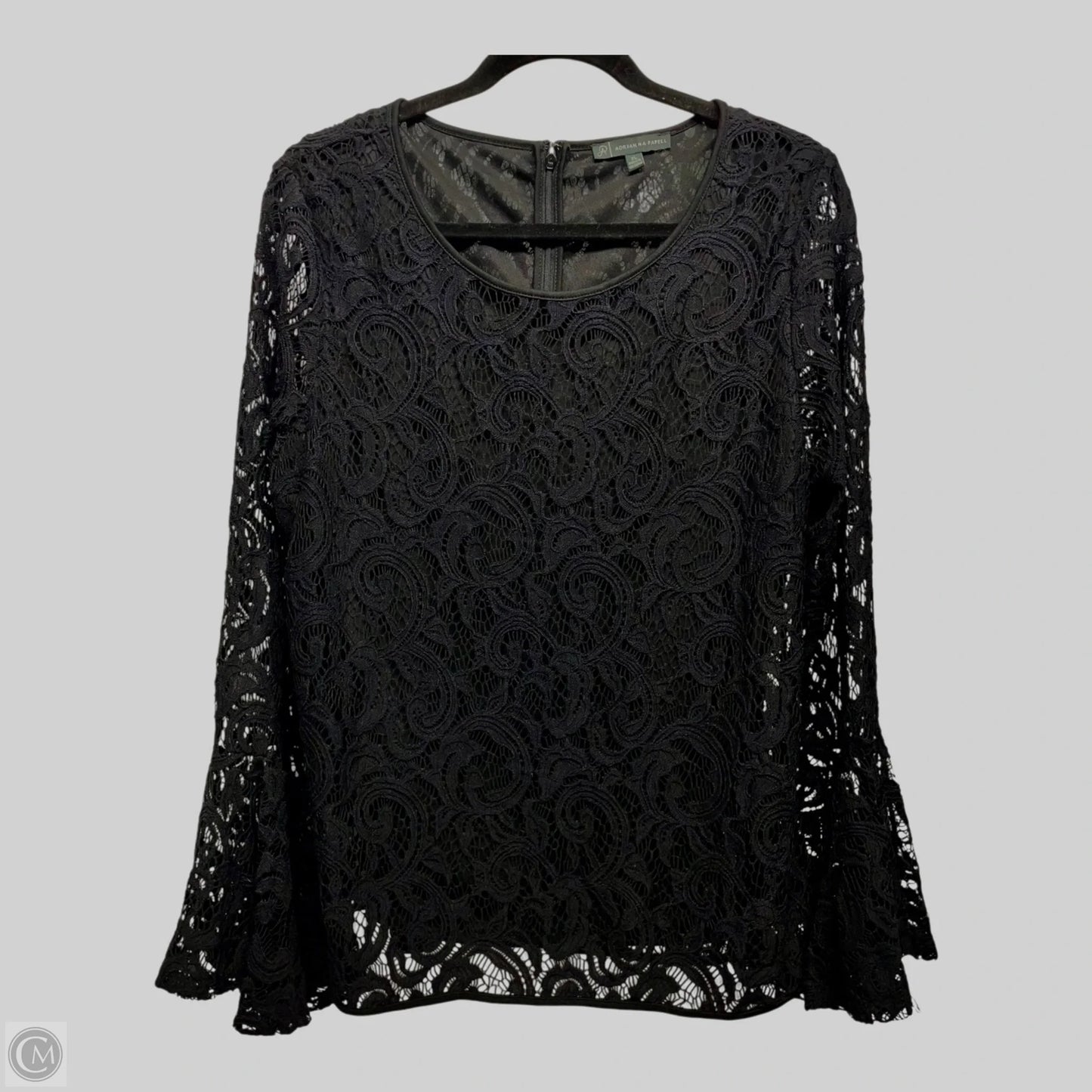 Blouse Long Sleeve By Adrianna Papell In Black, Size: Xl