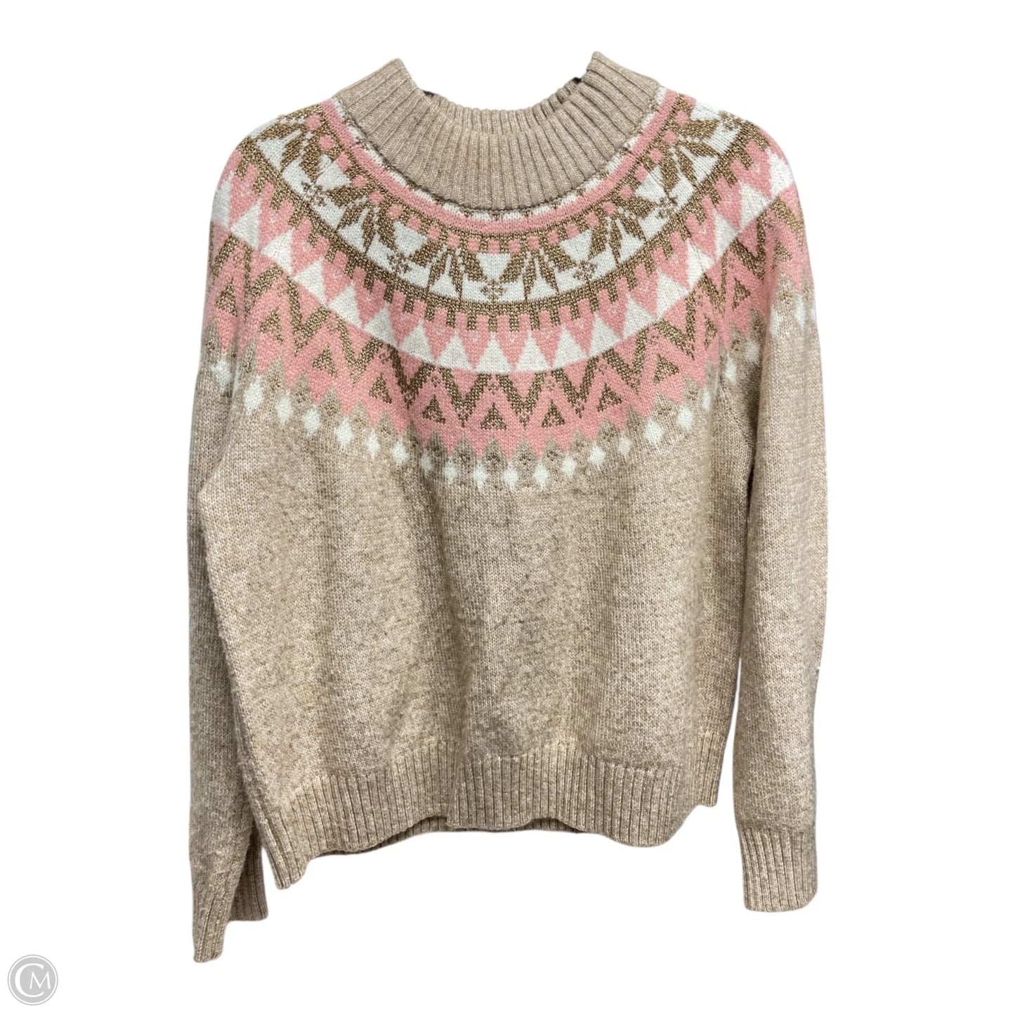 Sweater By Tommy Hilfiger In Pink & Tan, Size: L