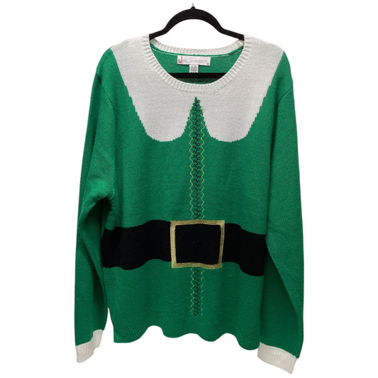 Sweater By Clothes Mentor In Green & White, Size: Xl