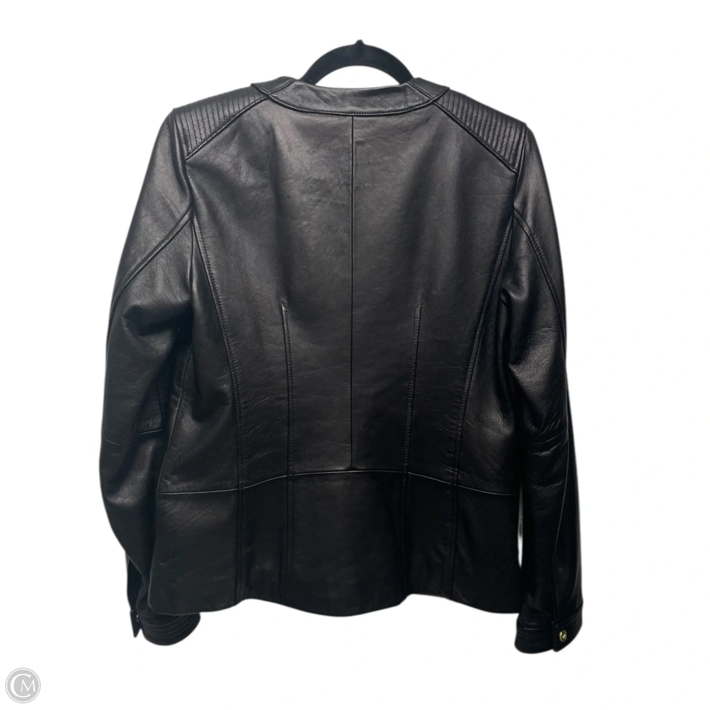 Jacket Leather By Cole-haan In Black, Size: M