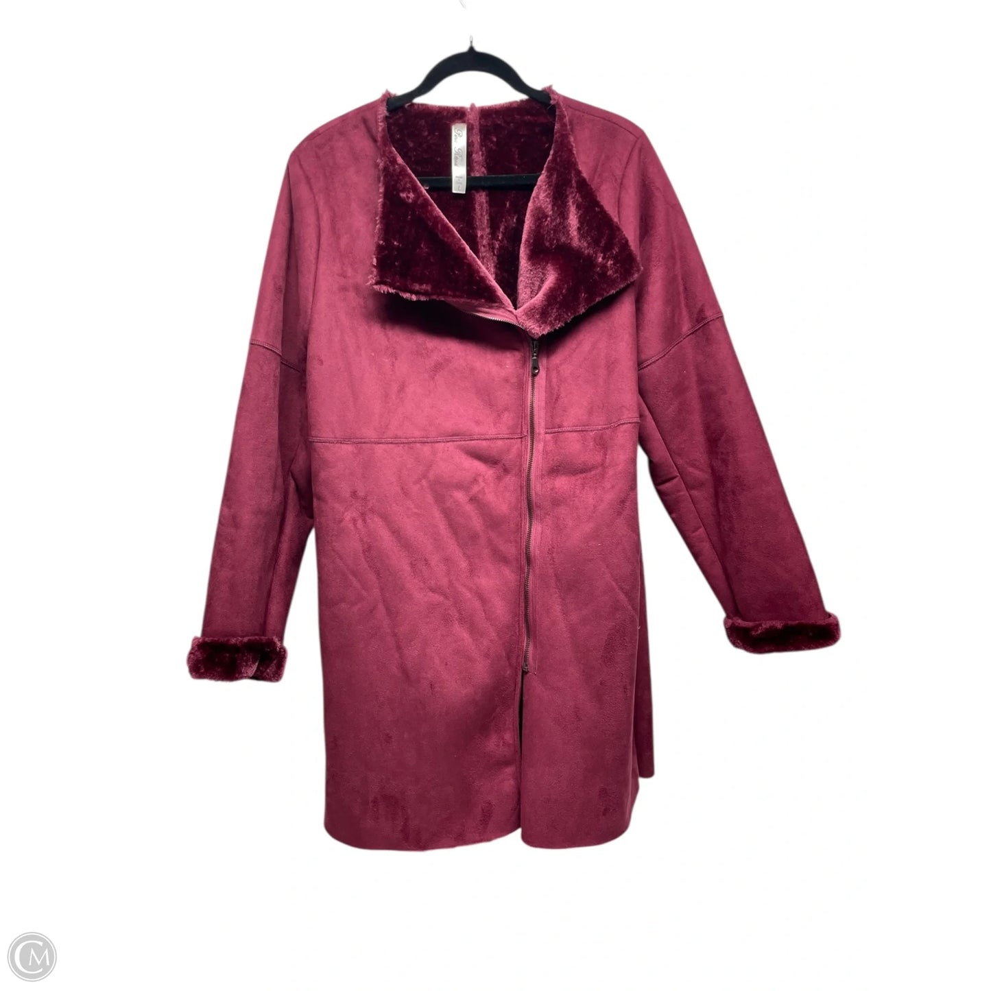 Coat Faux Fur & Sherpa By PINA ROSSI -  In Maroon, Size: L