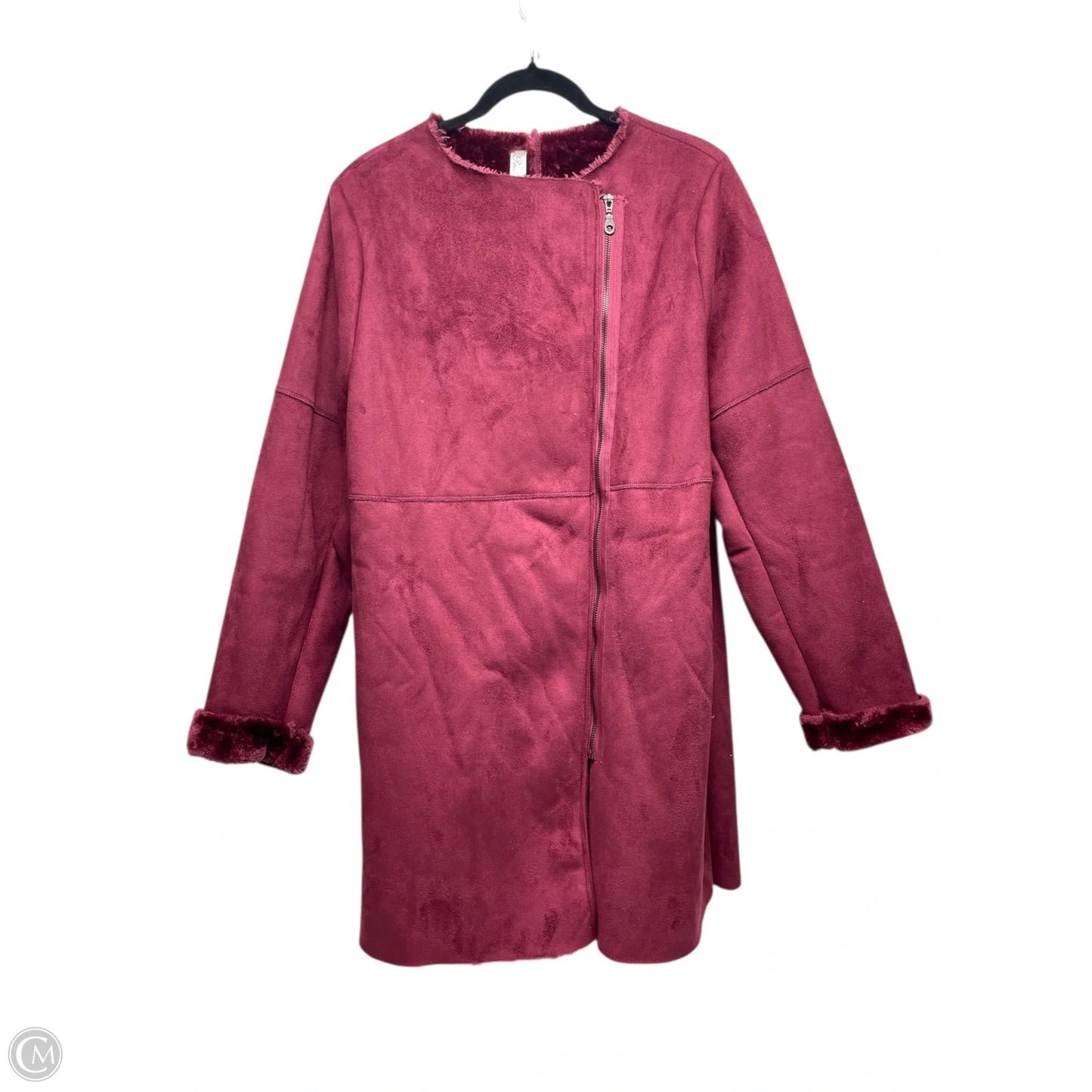 Coat Faux Fur & Sherpa By PINA ROSSI -  In Maroon, Size: L