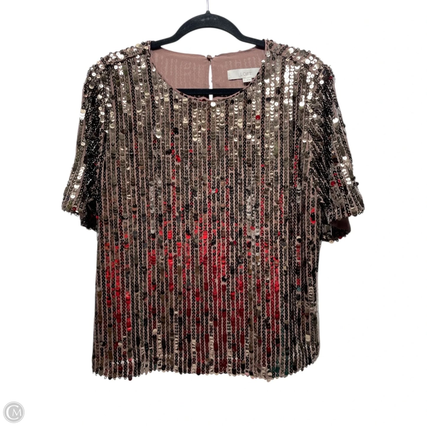 Top Short Sleeve By Loft In Brown, Size: L