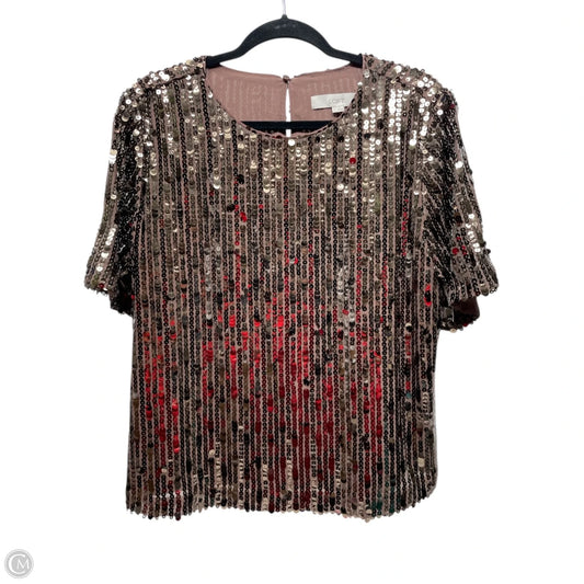 Top Short Sleeve By Loft In Brown, Size: L