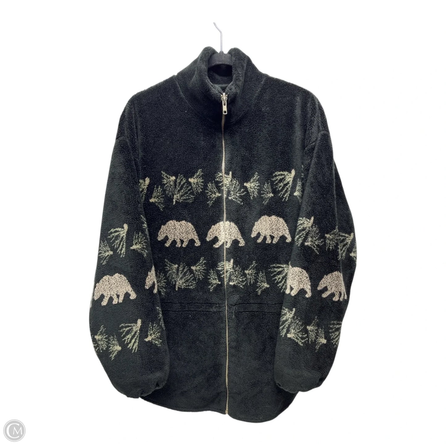 Jacket Fleece By Coldwater Creek In Black & Cream, Size: M