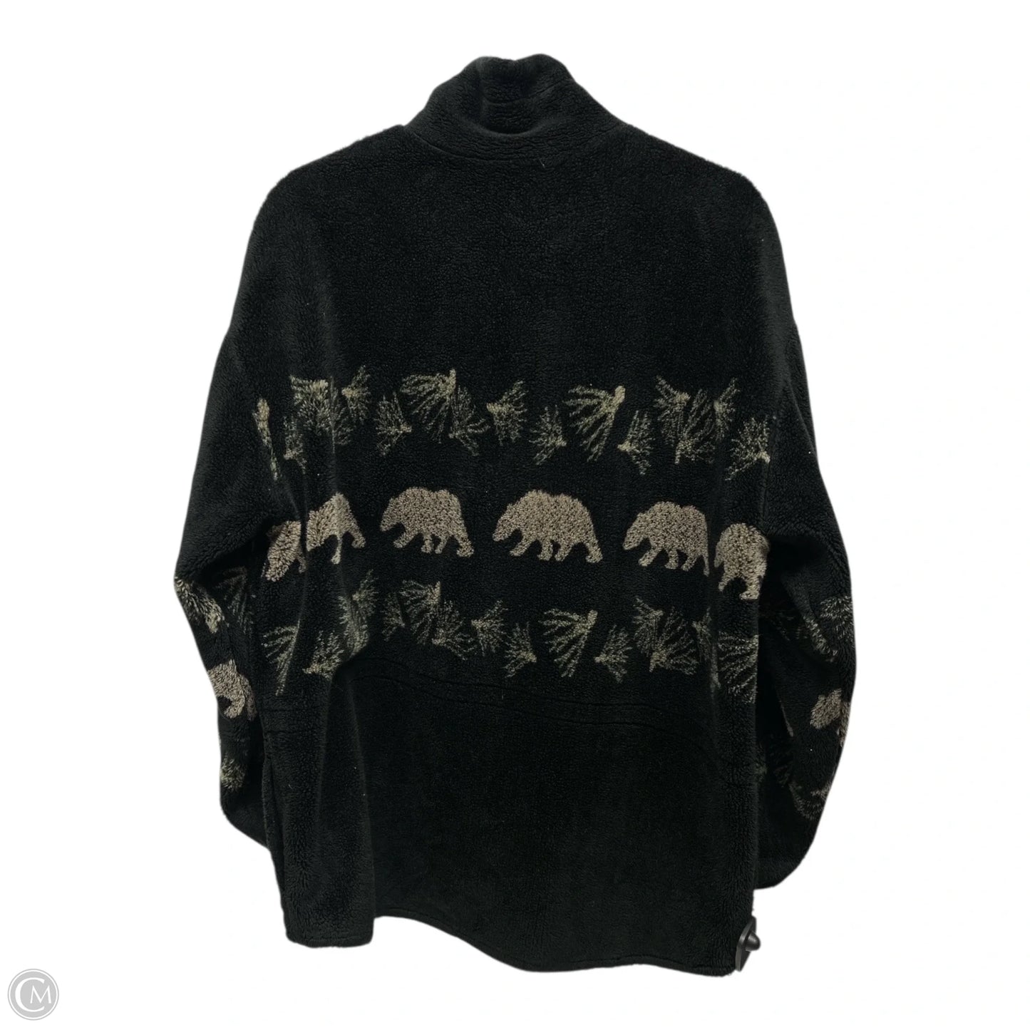 Jacket Fleece By Coldwater Creek In Black & Cream, Size: M