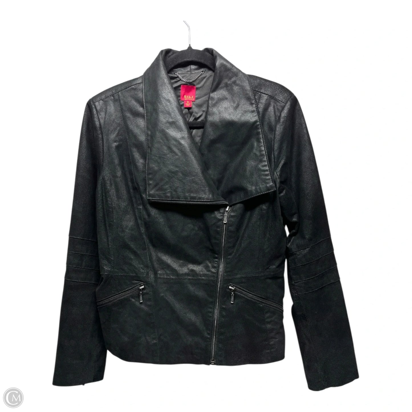 Jacket Moto Leather By G.i.l.i. In Black, Size: M
