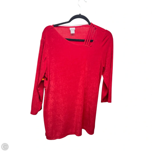 Top 3/4 Sleeve By Chicos In Red, Size: M