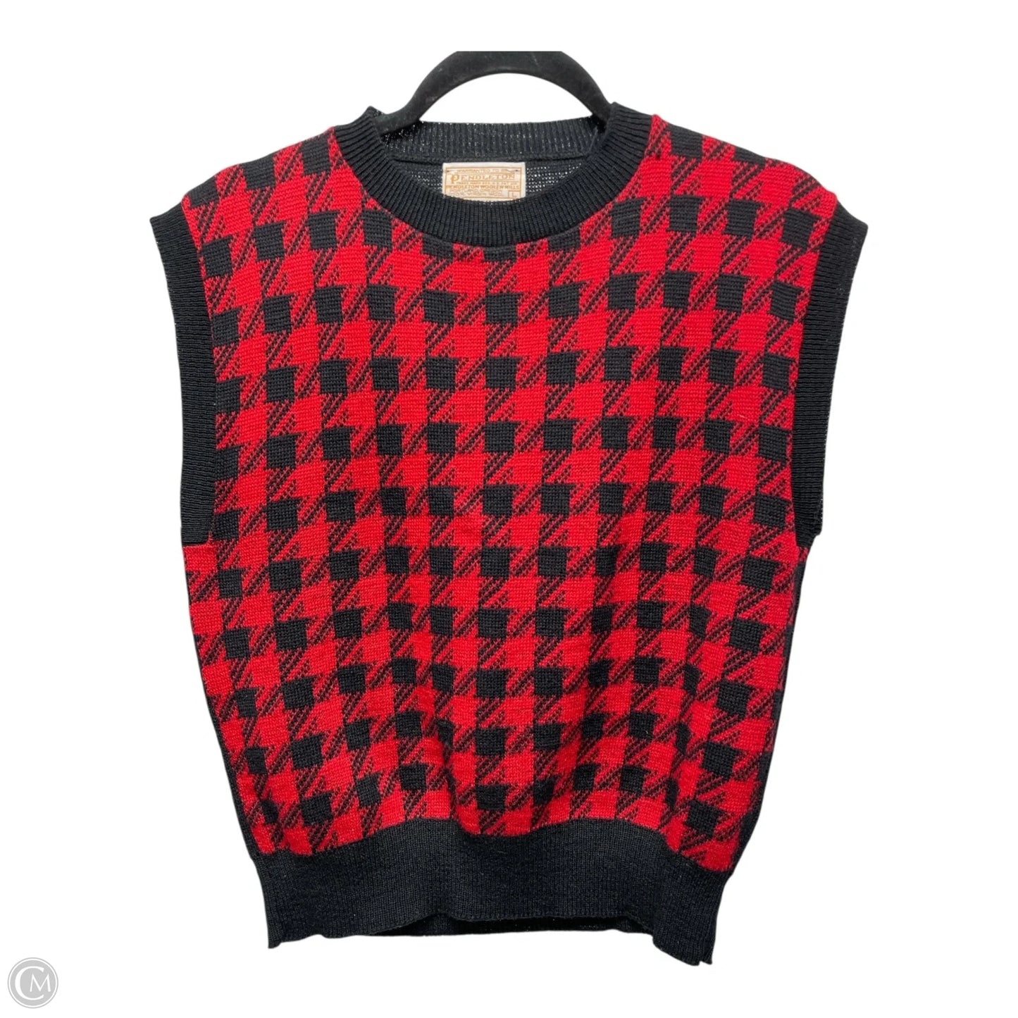 Vest Sweater By Pendleton In Checkered Pattern, Size: L