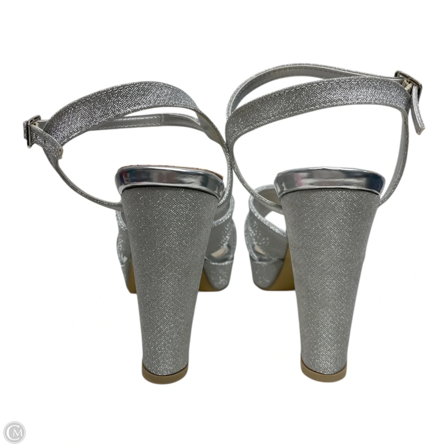 Shoes Heels Block By PAPILLON In Silver, Size: 9.5