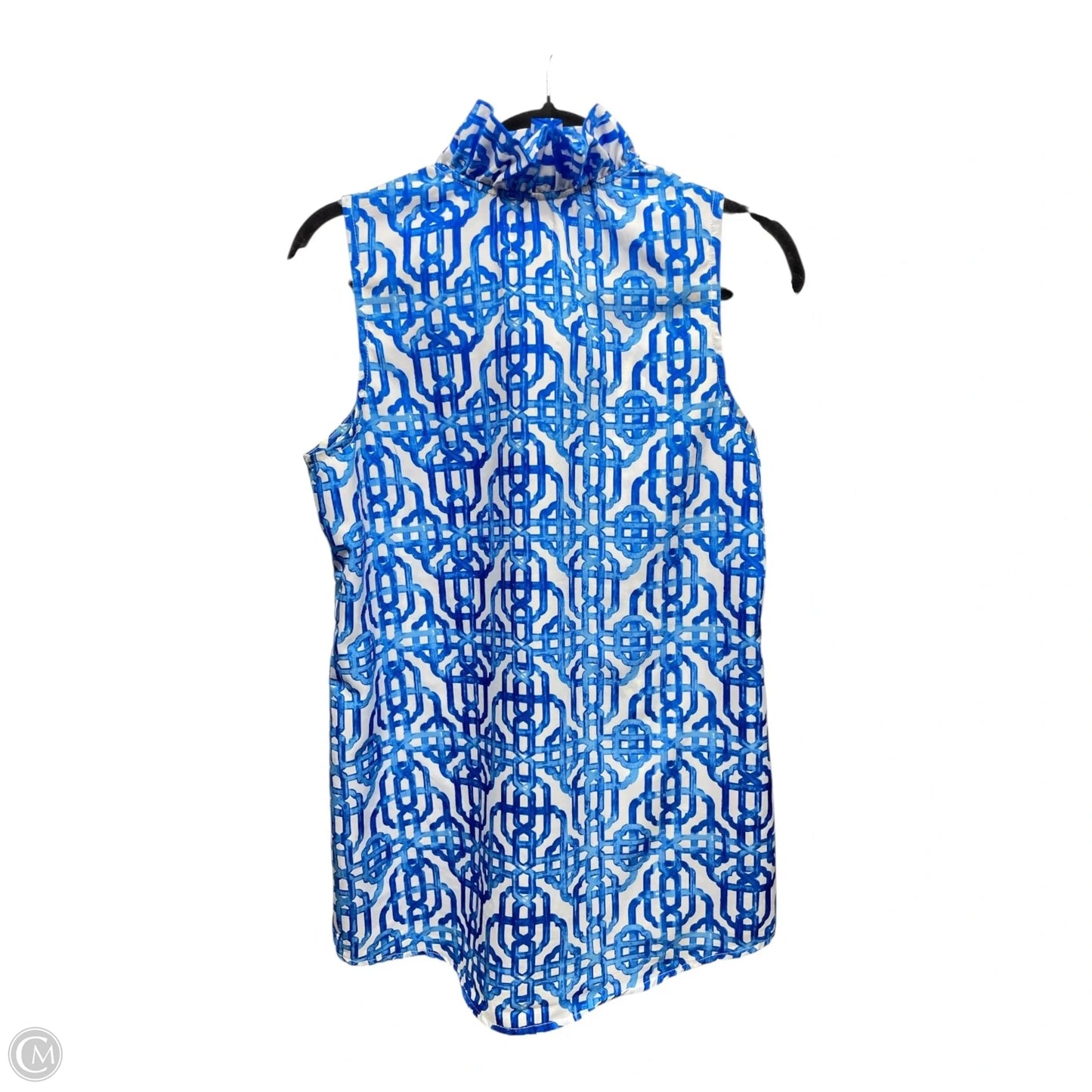 Top Sleeveless By Mudpie In Blue & White, Size: M