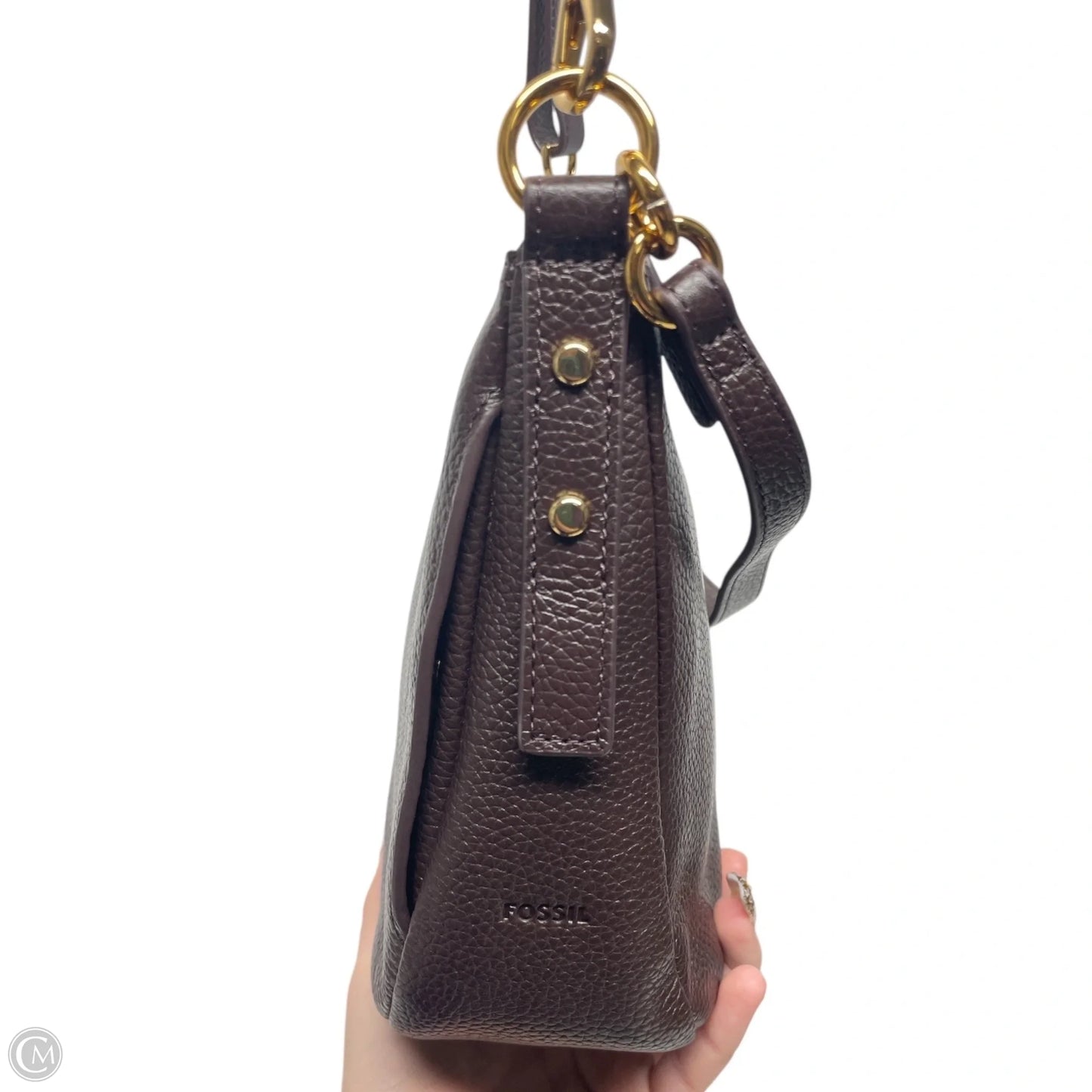 Handbag Leather By Fossil, Size: Small