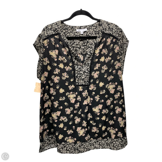 Blouse Short Sleeve By Dr2 In Floral Print, Size: Xxl