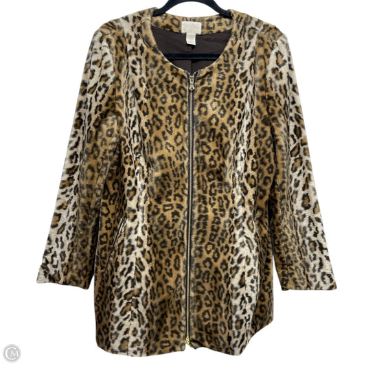 Jacket Faux Fur & Sherpa By Chicos In Animal Print, Size: L