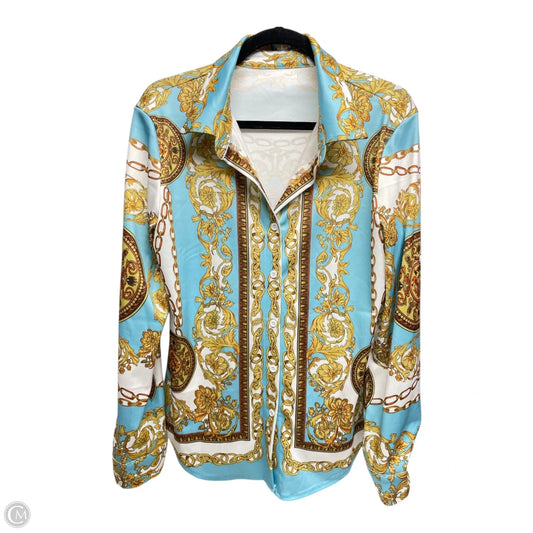 Top Long Sleeve By Clothes Mentor In Blue & Gold, Size: M