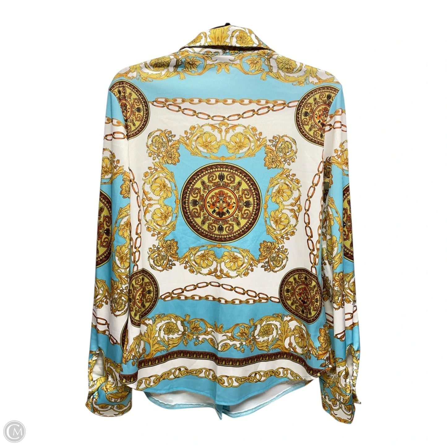 Top Long Sleeve By Clothes Mentor In Blue & Gold, Size: M