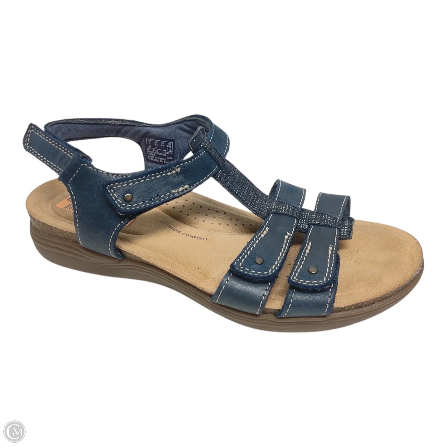 Sandals Flats By Clarks In Blue & Tan, Size: 9.5