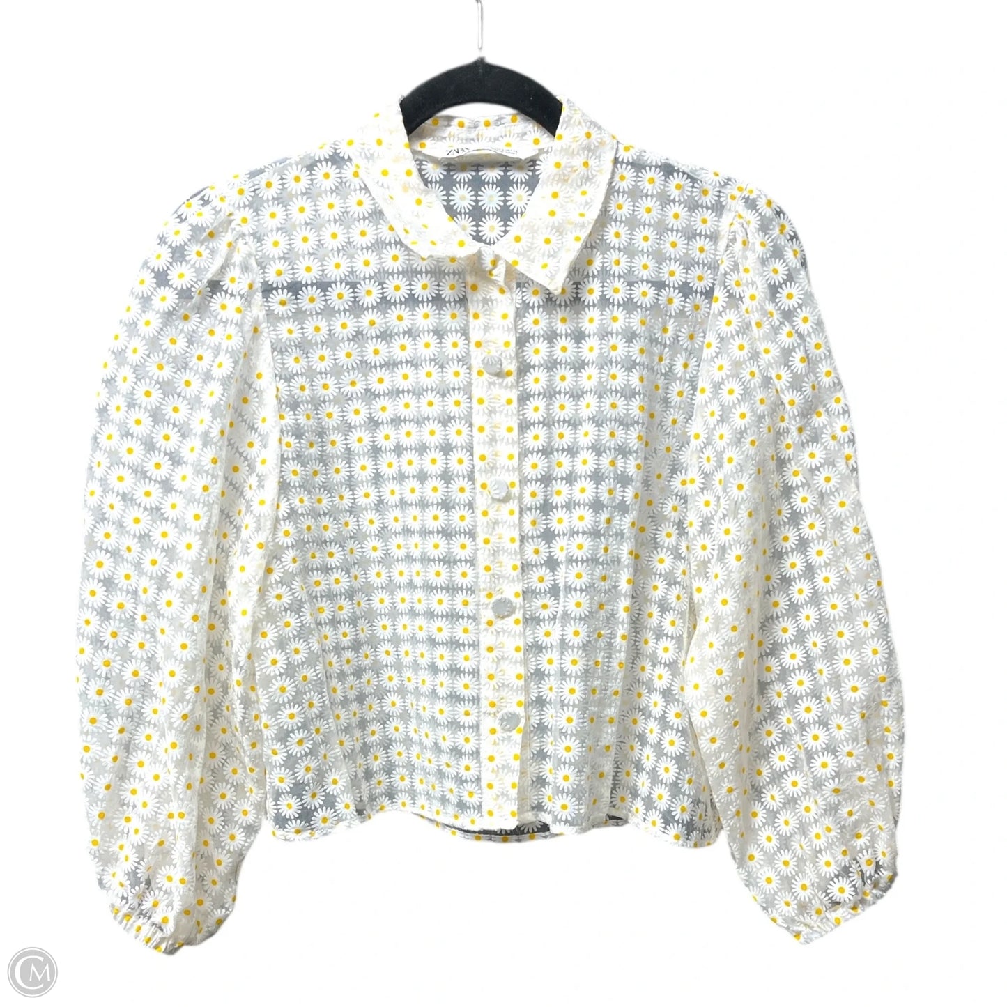 Top Long Sleeve By Zara In Floral Print, Size: S