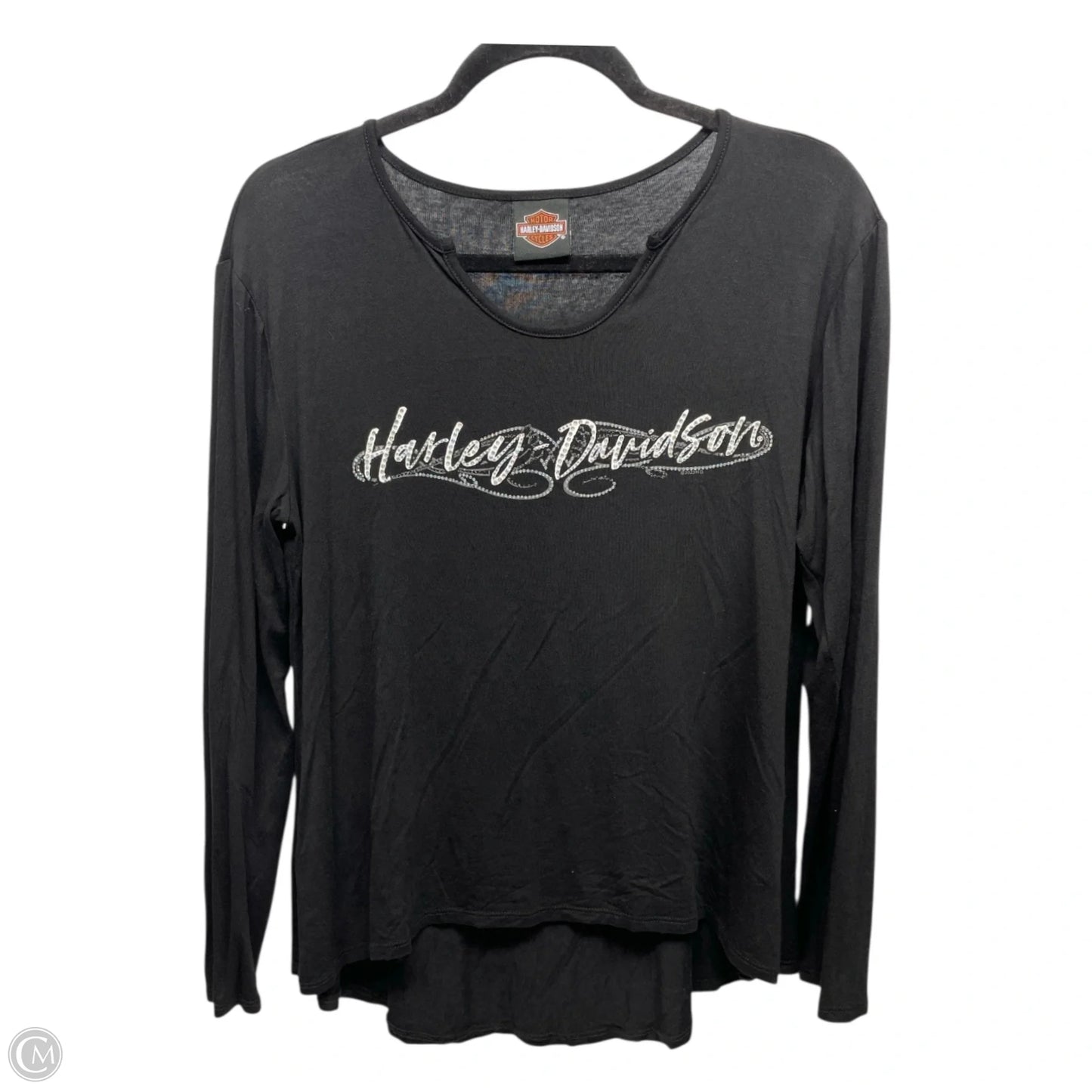 Top Long Sleeve By Harley Davidson In Black & Silver, Size: S