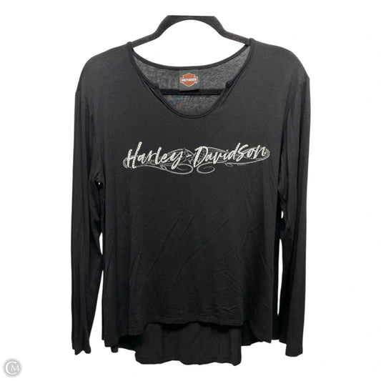 Top Long Sleeve By Harley Davidson In Black & Silver, Size: S