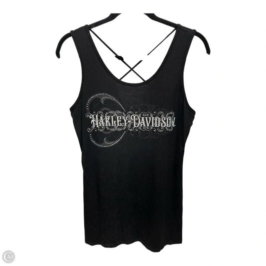 Top Sleeveless By Harley Davidson In Black & Silver, Size: S