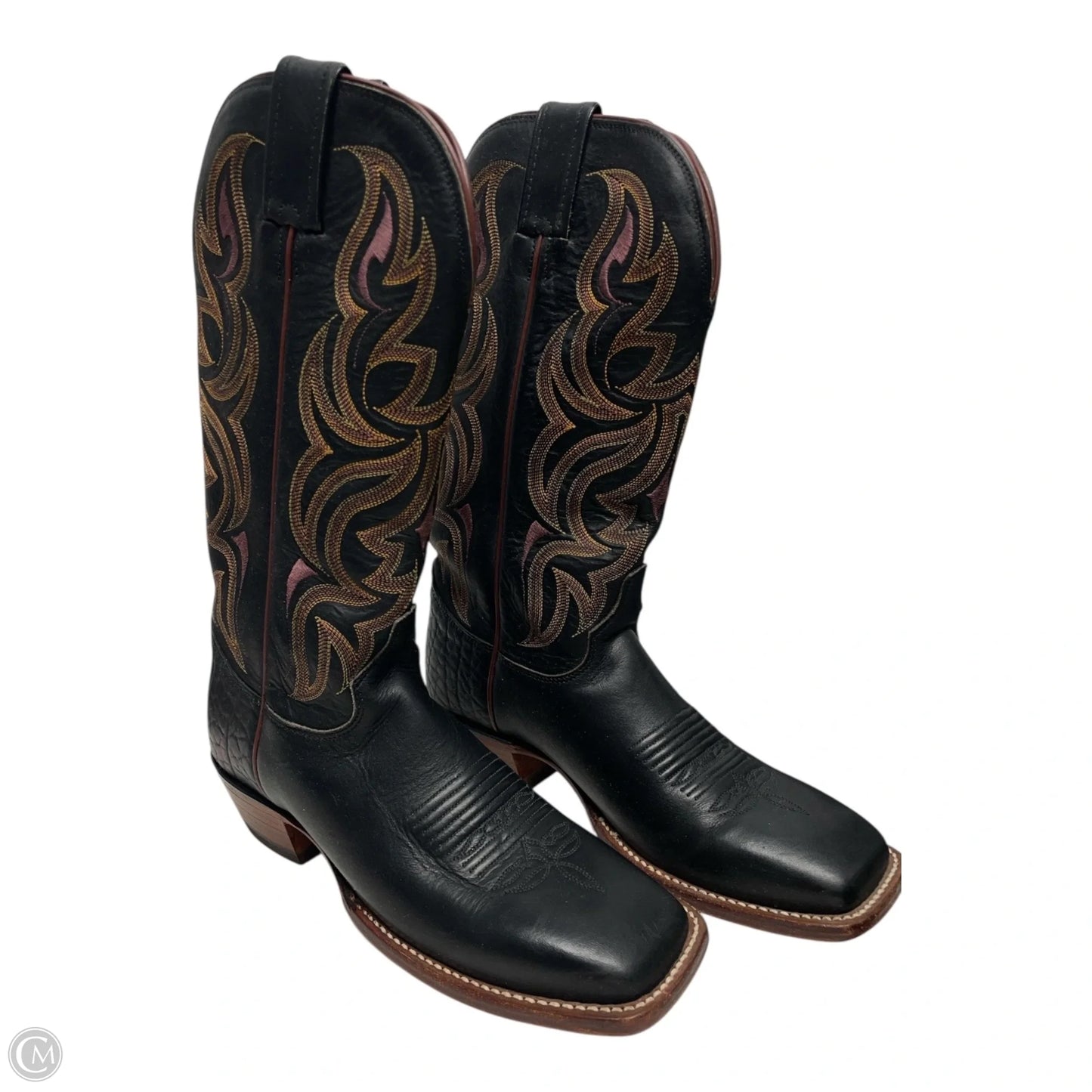 Boots Western By Justin In Black & Yellow, Size: 8