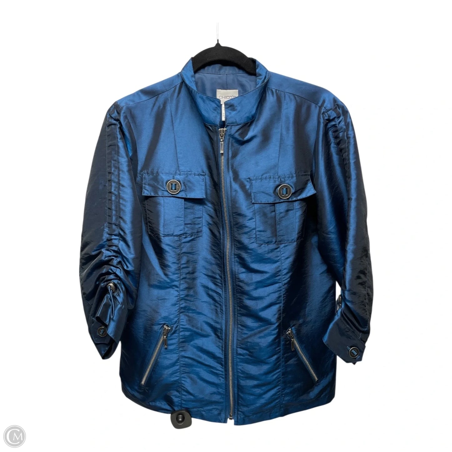 Jacket Utility By Chicos In Blue, Size: M