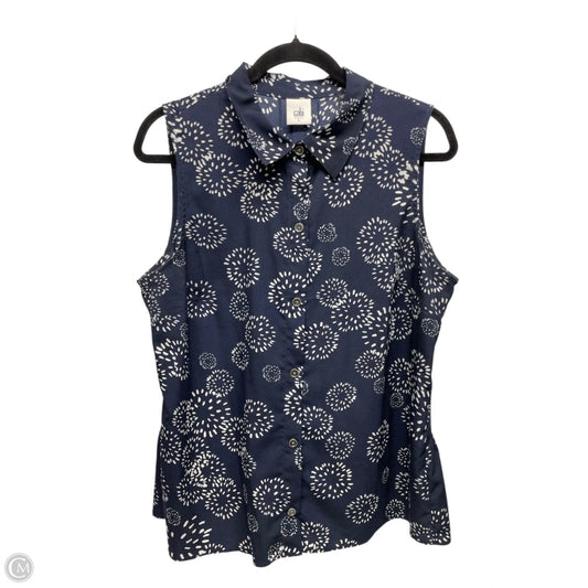 Top Sleeveless By Cabi In Blue & White, Size: L