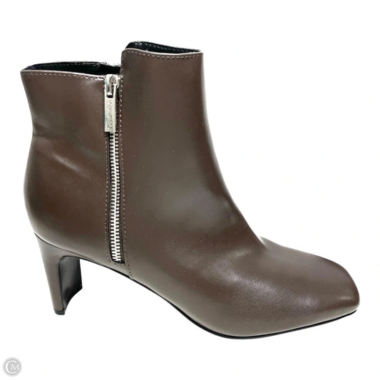 Boots Ankle Heels By Calvin Klein In Brown, Size: 10