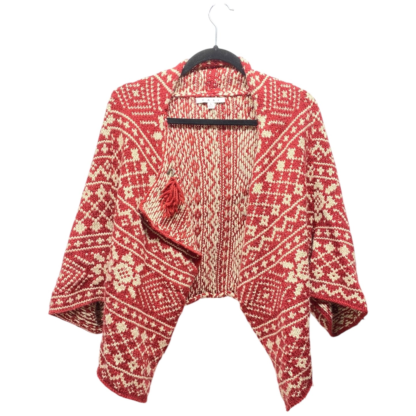 Cardigan By Cabi In Red & Tan, Size: L