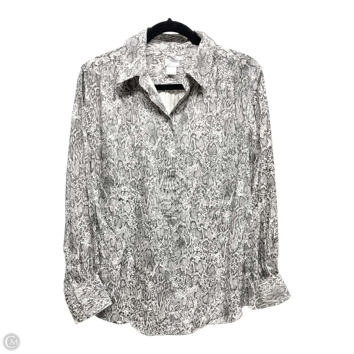 Tunic Long Sleeve By Chicos In Snakeskin Print, Size: L