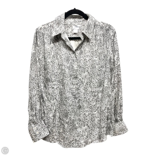 Tunic Long Sleeve By Chicos In Snakeskin Print, Size: L
