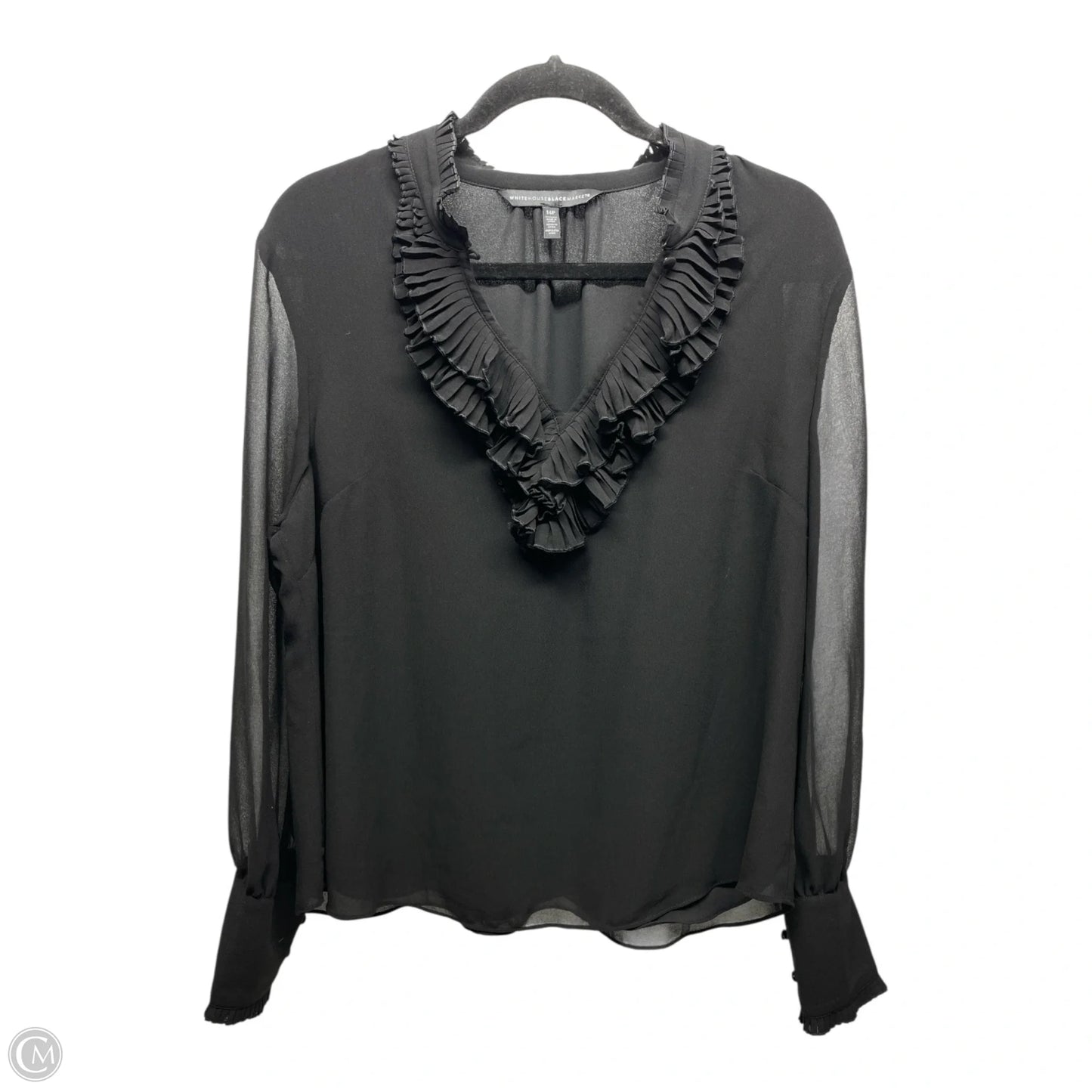 Blouse Long Sleeve By White House Black Market In Black, Size: 14p