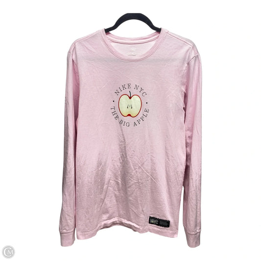 Athletic Top Long Sleeve Crewneck By Nike Apparel In Pink, Size: S