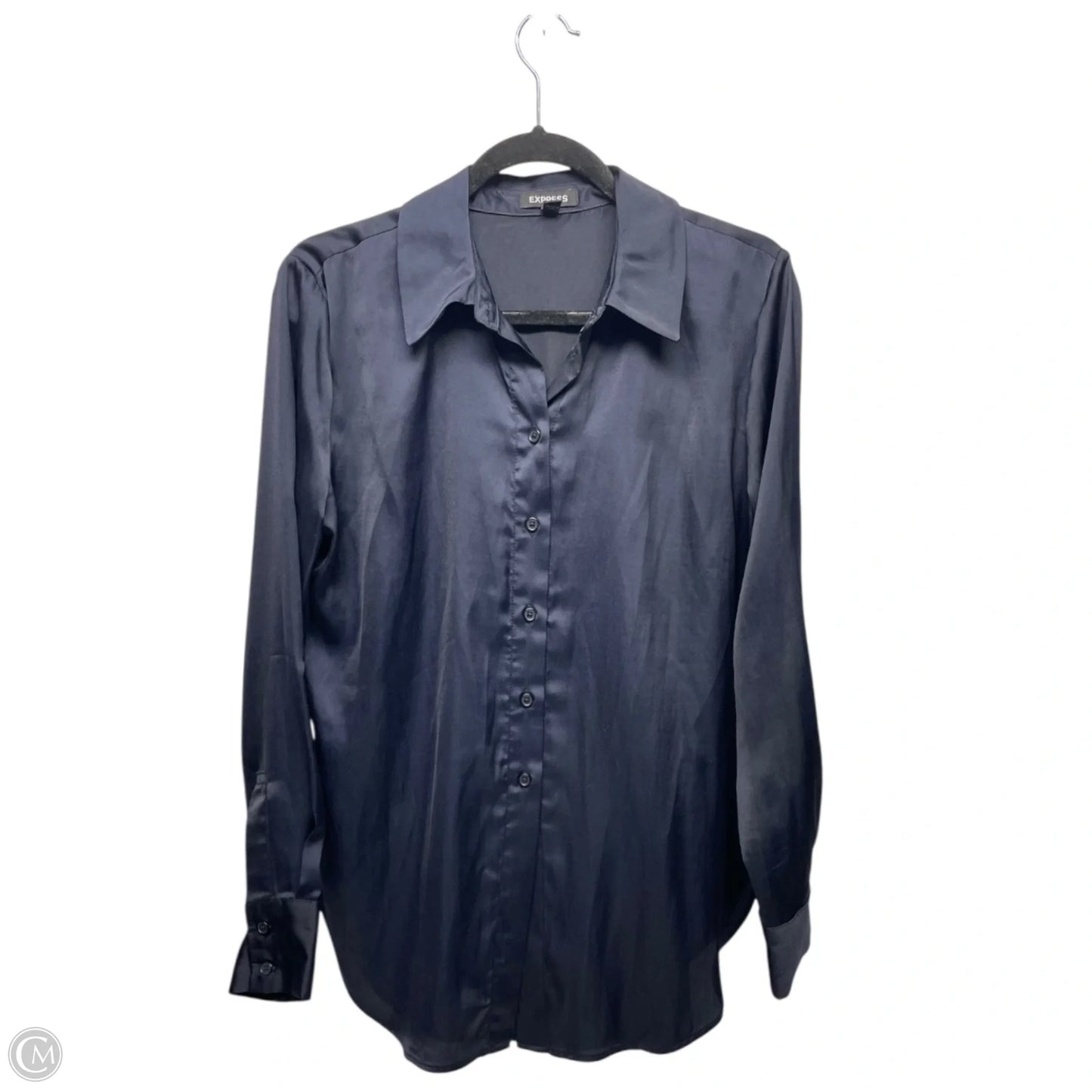 Blouse Long Sleeve By Express In Navy, Size: Sp