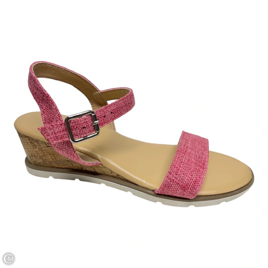 Sandals Heels Wedge By Catherine Malandrino In Pink & Tan, Size: 8.5