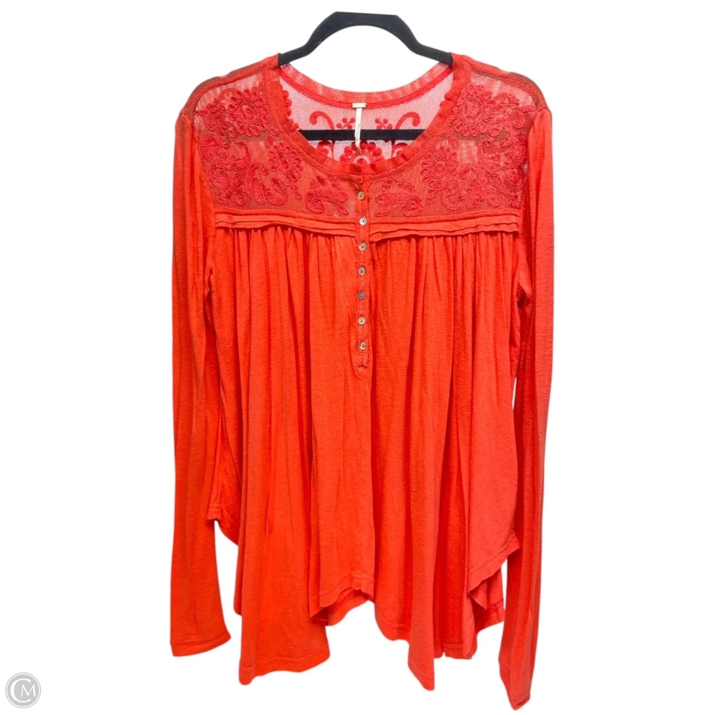 Top Long Sleeve By Free People In Coral, Size: Sp