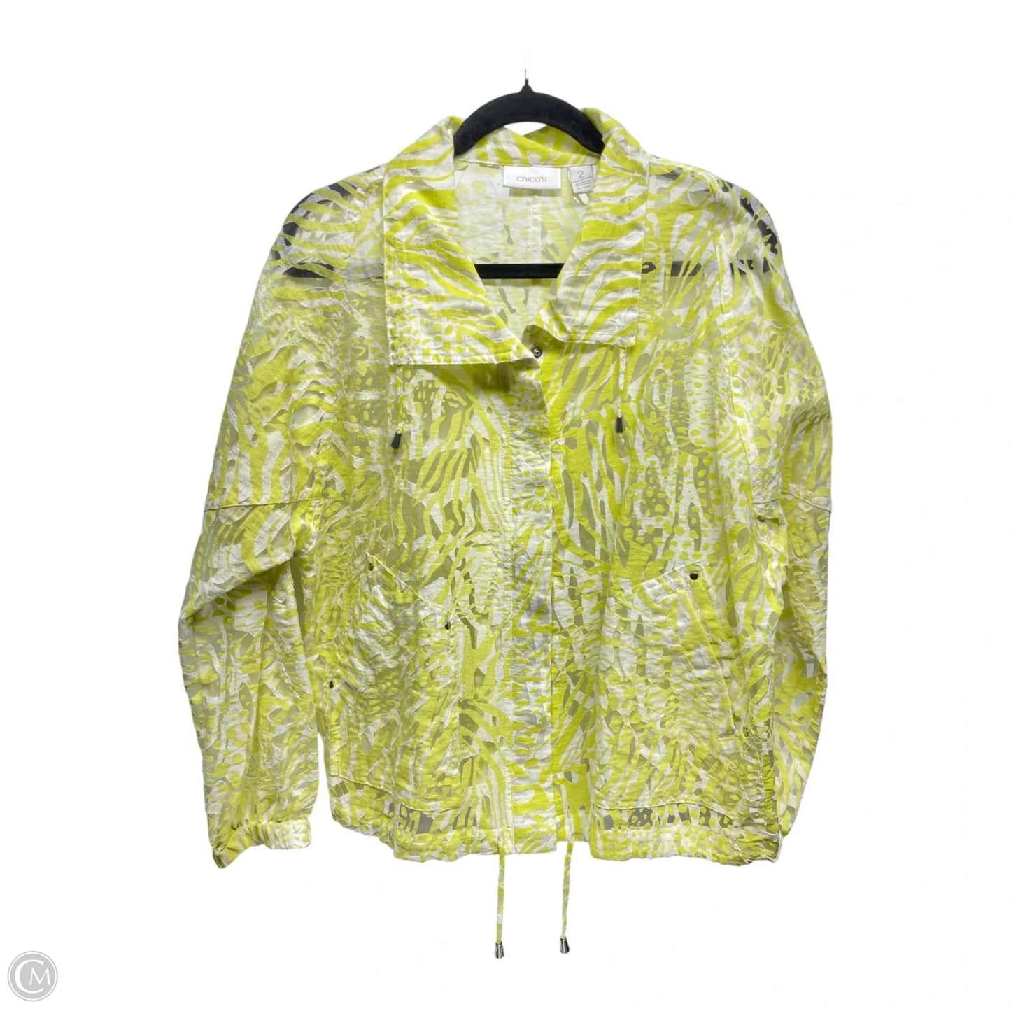 Jacket Other By Chicos In White & Yellow, Size: L