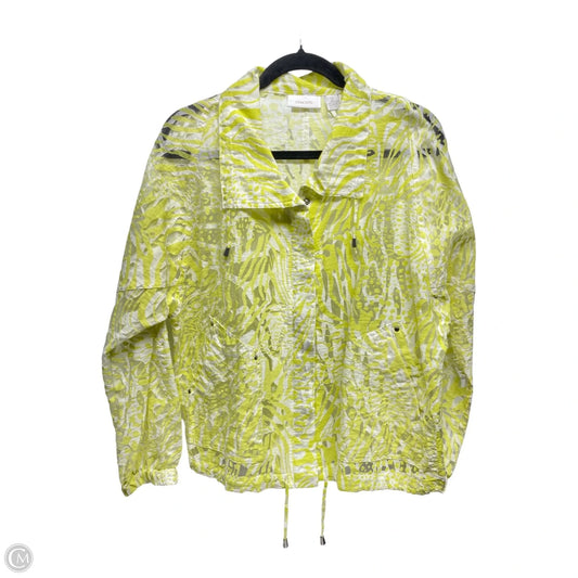 Jacket Other By Chicos In White & Yellow, Size: L