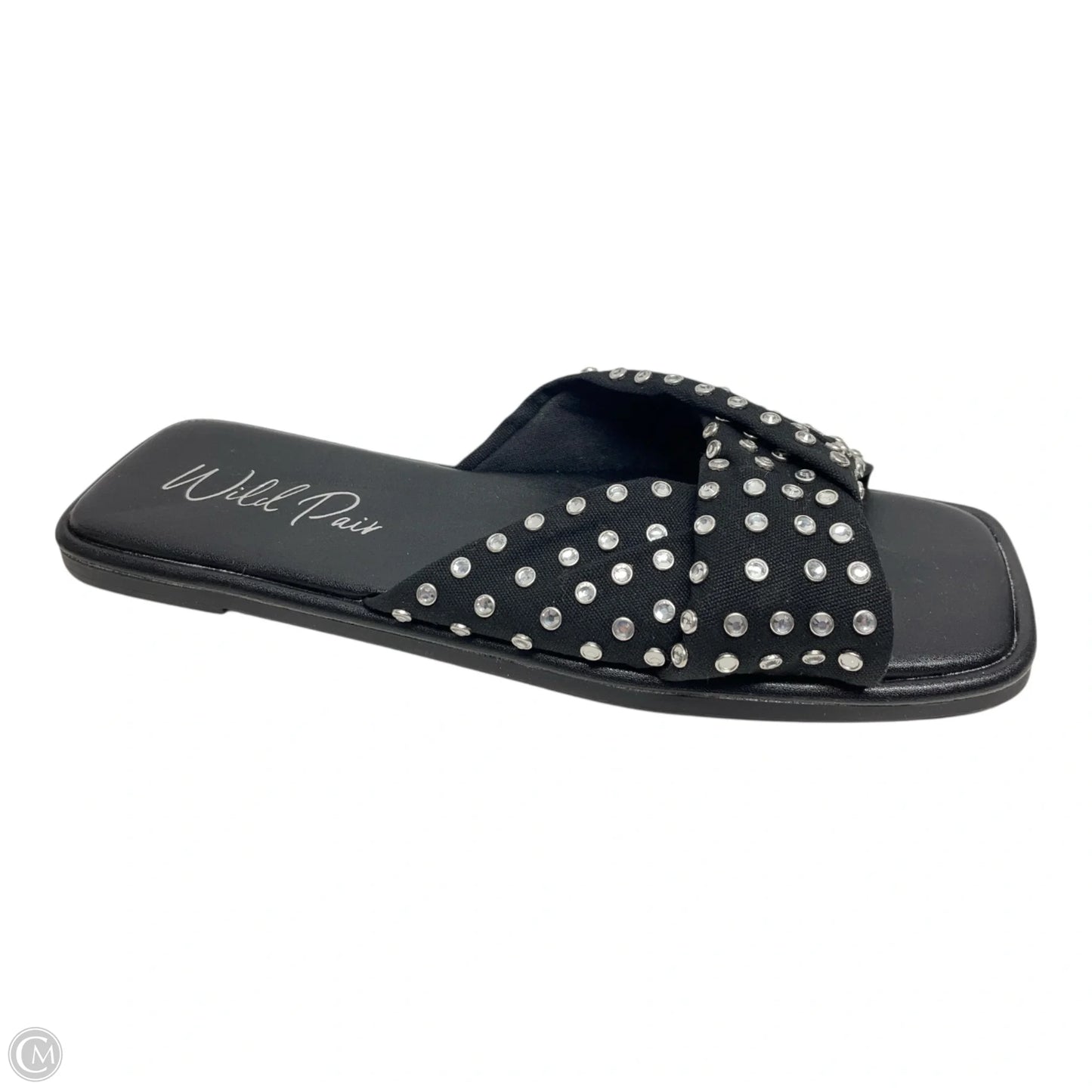 Sandals Flats By WILD PAIR In Black & Silver, Size: 7.5