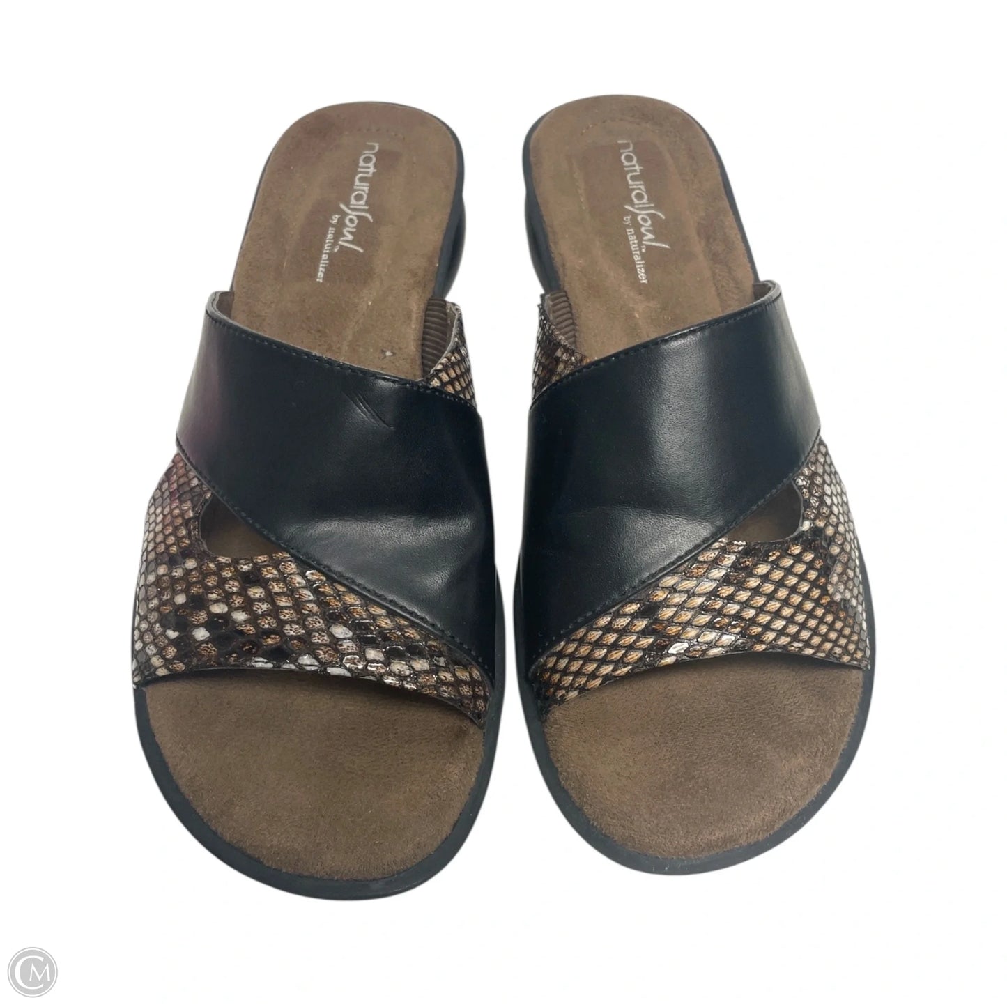 Sandals Flats By Natural Soul In Black & Brown, Size: 8