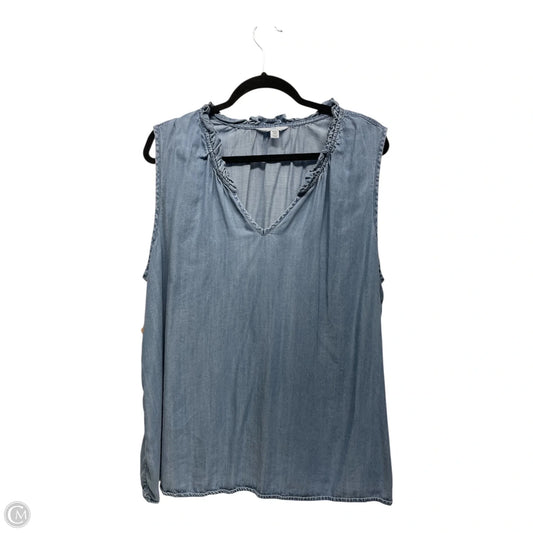 Top Sleeveless By Time And Tru In Blue Denim, Size: 3x