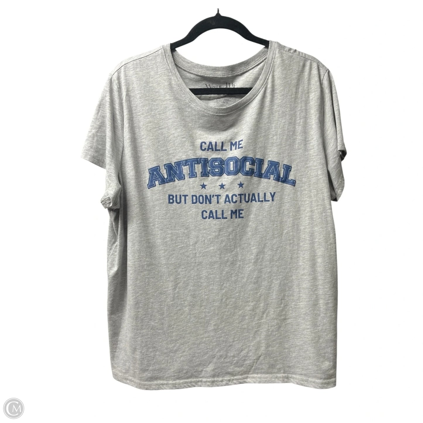Top Short Sleeve By Wound Up In Blue & Grey, Size: Xxl