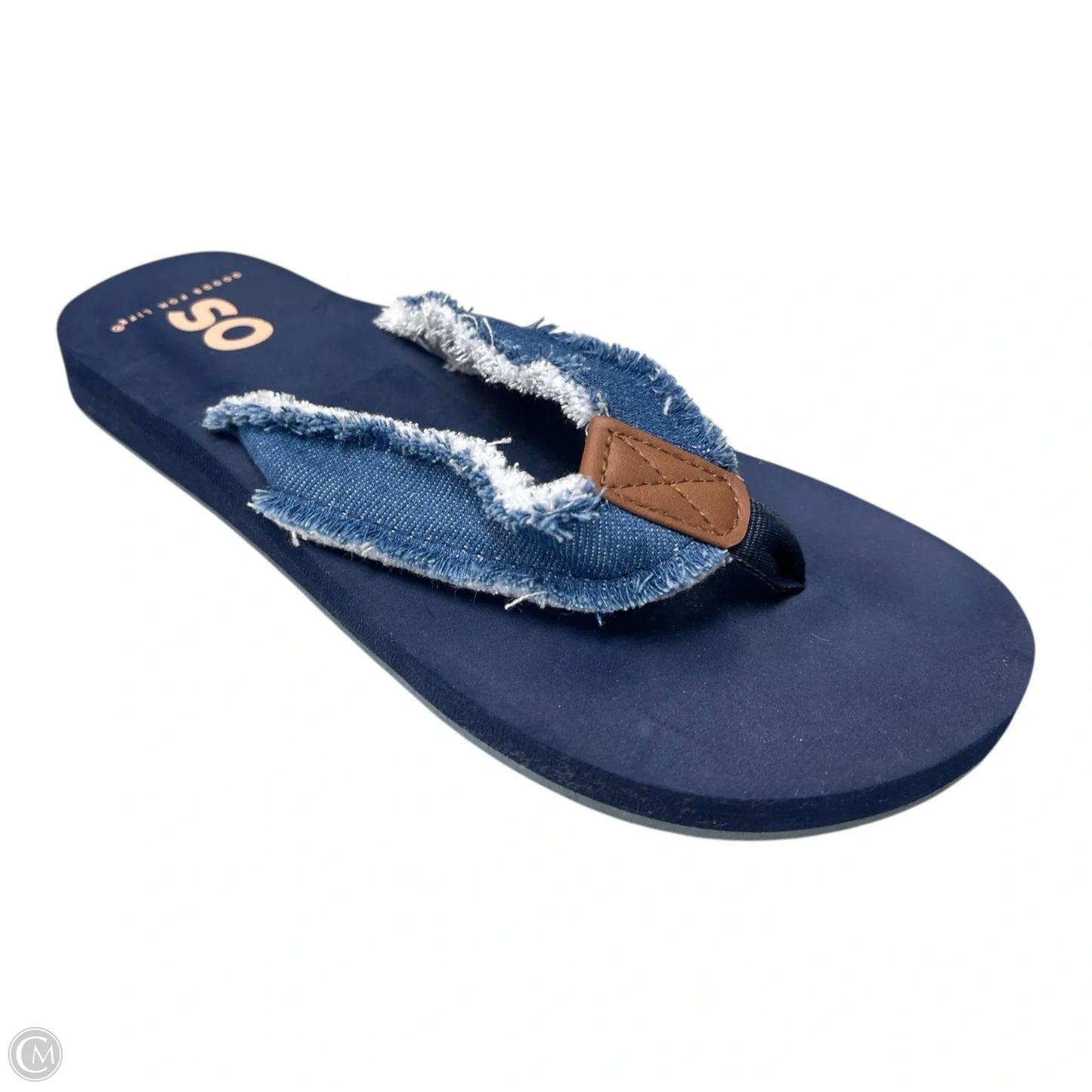 Sandals Flip Flops By So In Blue Denim, Size: 7