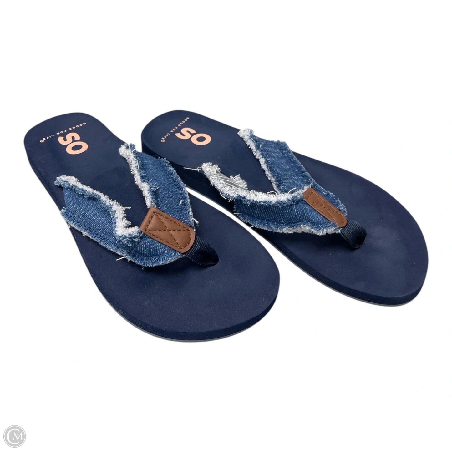 Sandals Flip Flops By So In Blue Denim, Size: 7